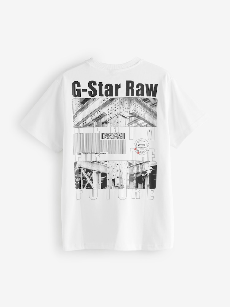 Biały - G Star Raw Barcode Back Print 100% Cotton T-Shirt - Image 2 of 2