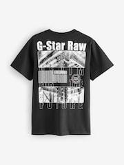 G Star Dark Black Raw Barcode Back Print 100% Cotton T-Shirt - Image 2 of 2