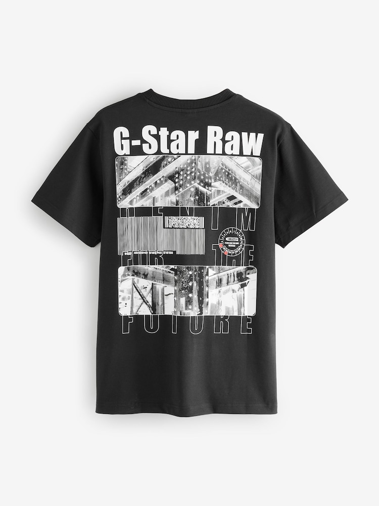G Star Dark Black Raw Barcode Back Print 100% Cotton T-Shirt - Image 2 of 2