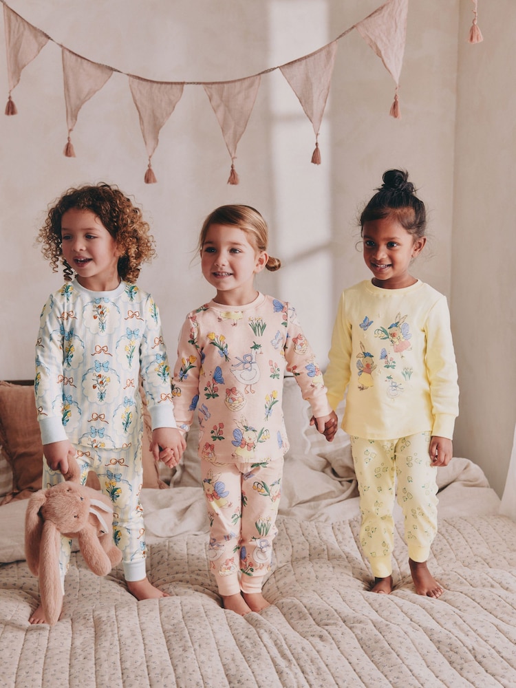 Yellow/Blue Bunny Snuggle Pyjamas 3 Pack (9mths-8yrs) - Image 1 of 12
