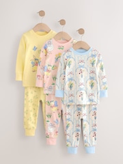 Yellow/Blue Bunny Snuggle Pyjamas 3 Pack (9mths-8yrs) - Image 6 of 12