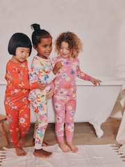 Red/Pink Floral Snuggle Pyjamas 3 Pack (9mths-10yrs) - Image 1 of 12