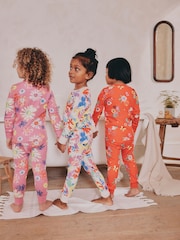 Red/Pink Floral Snuggle Pyjamas 3 Pack (9mths-10yrs) - Image 2 of 12