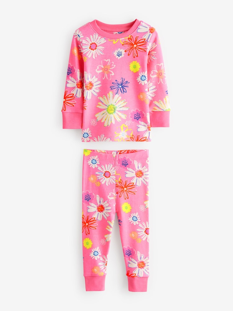 Red/Pink Floral Snuggle Pyjamas 3 Pack (9mths-10yrs) - Image 8 of 12