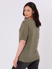 Lakeland Clothing Jasmine Pointelle Knitted T-Shirt - Image 2 of 4