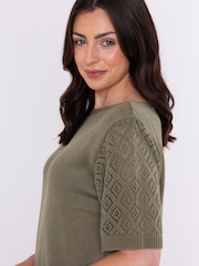 Lakeland Clothing Jasmine Pointelle Knitted T-Shirt - Image 4 of 4