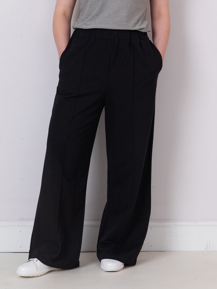 Lakeland Clothing Saskia Wide Leg Seam Detail Black Trousers - Image 1 of 3