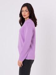 Lakeland Clothing Purple Orla Ottoman Rib Jumper - Image 3 of 5