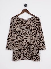 Lakeland Clothing Milly Animal Print Brown Top - Image 1 of 3