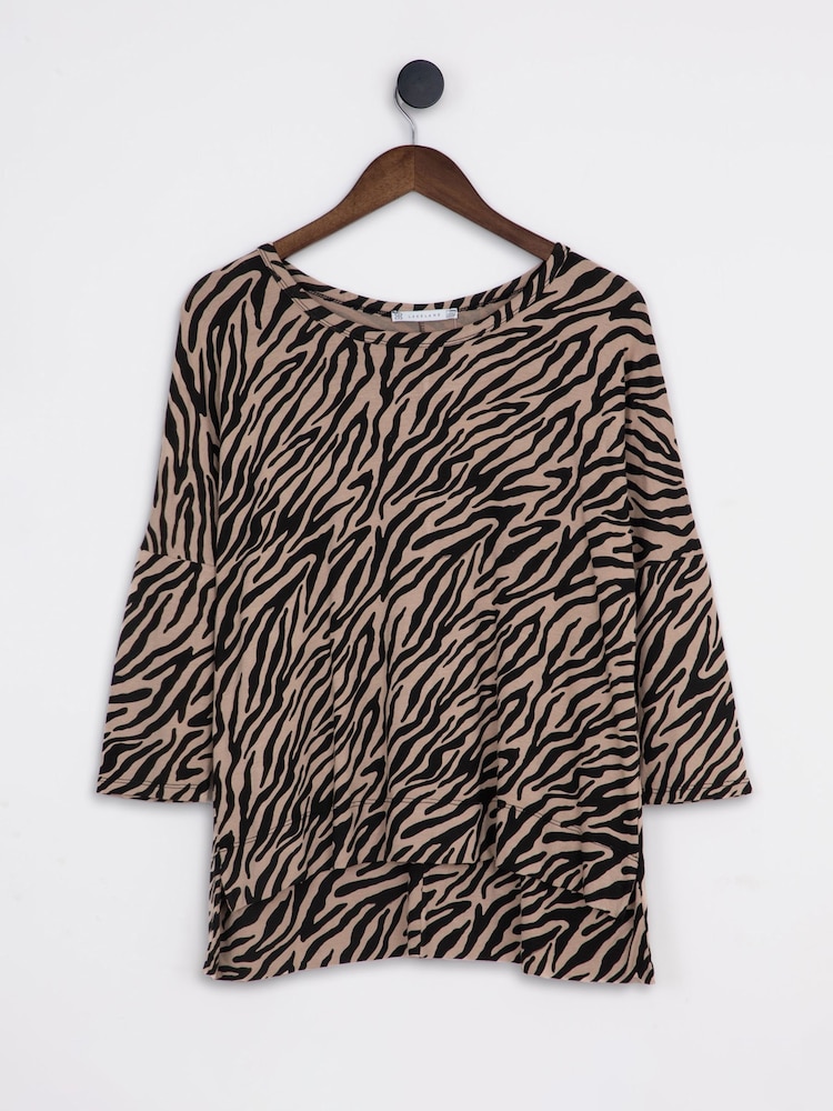 Lakeland Clothing Milly Animal Print Brown Top - Image 1 of 3