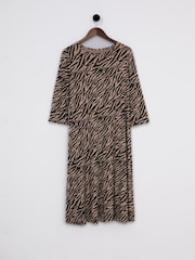 Lakeland Clothing Coco Animal Print Midi Brown Dress - Image 1 of 3