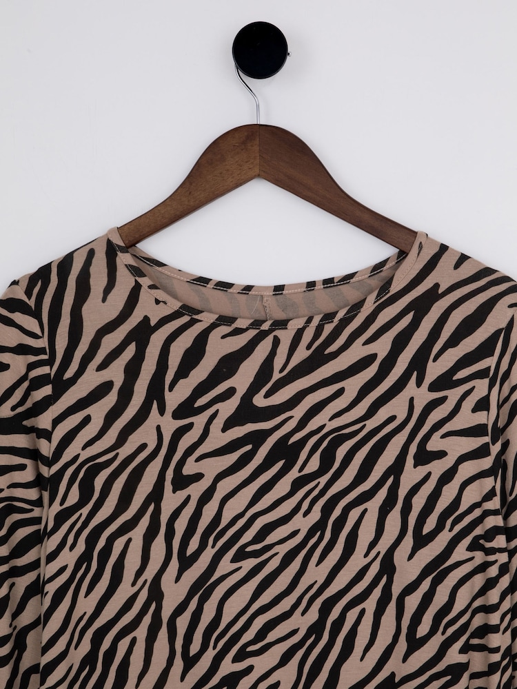 Lakeland Clothing Coco Animal Print Midi Brown Dress - Image 2 of 3 Lakeland Clothing Coco Animal Print Midi Brown Dress - Image 2 of 3