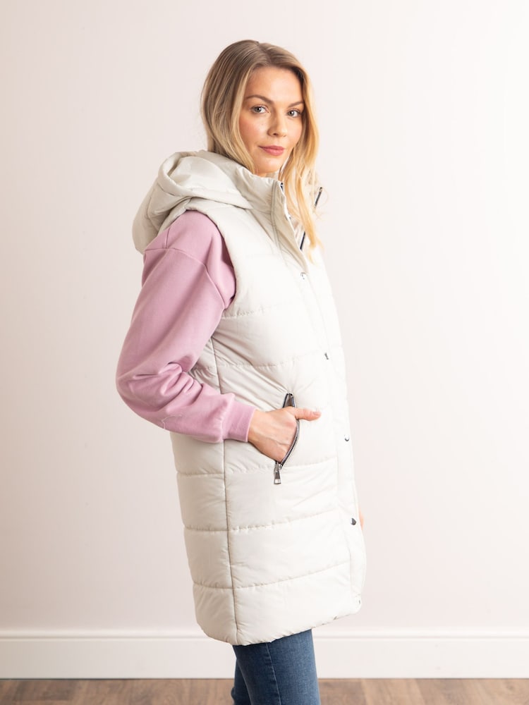 Lakeland Clothing Cream Natalie Longline Padded Gilet - Image 2 of 7