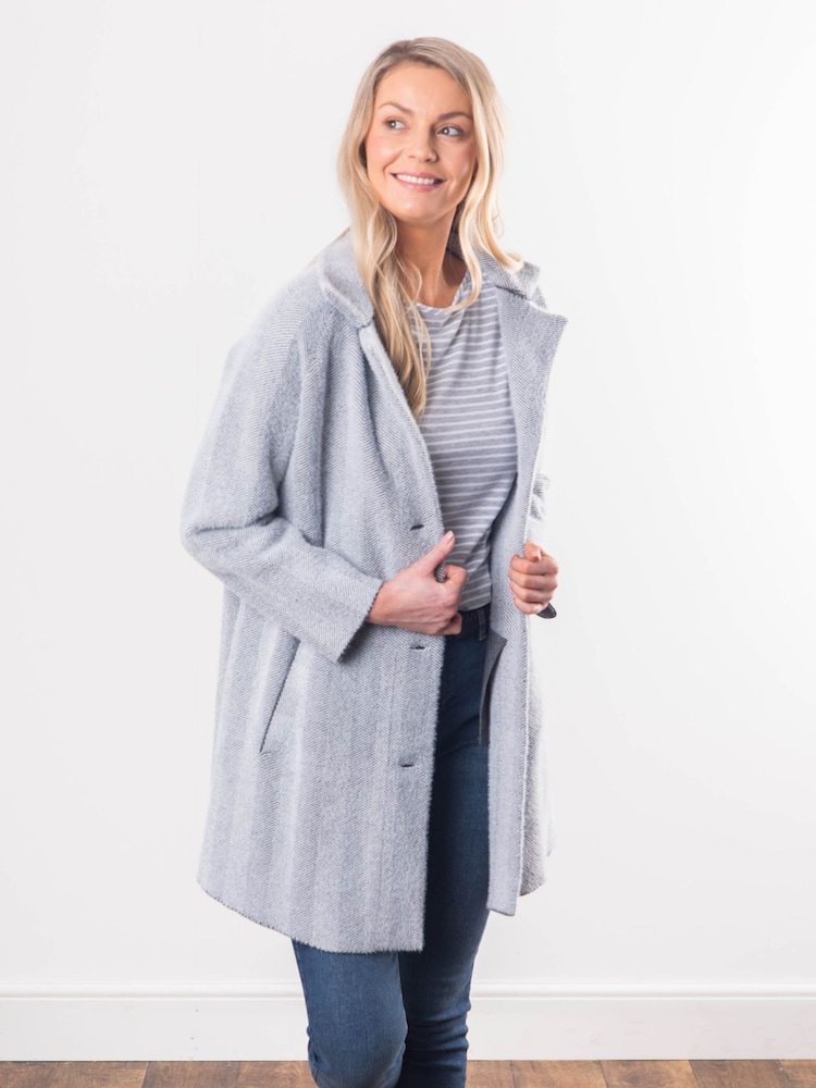 Lakeland Leather Grey Francis Button Coat - Image 4 of 8