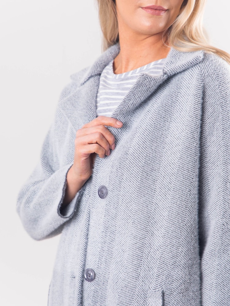 Lakeland Leather Grey Francis Button Coat - Image 7 of 8