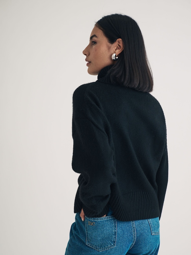 Nobodys Child Black Roll Neck Meet The Jean Jumper - Image 2 of 4