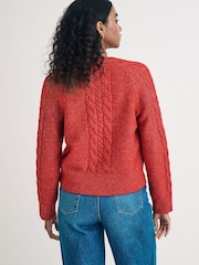 Nobodys Child Red Crew Neck Chunky Cable Cardigan - Image 2 of 4