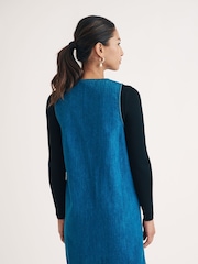 Nobodys Child Blue Dreseden Plain 100% Cotton Denim Pinnie Dress - Image 3 of 5