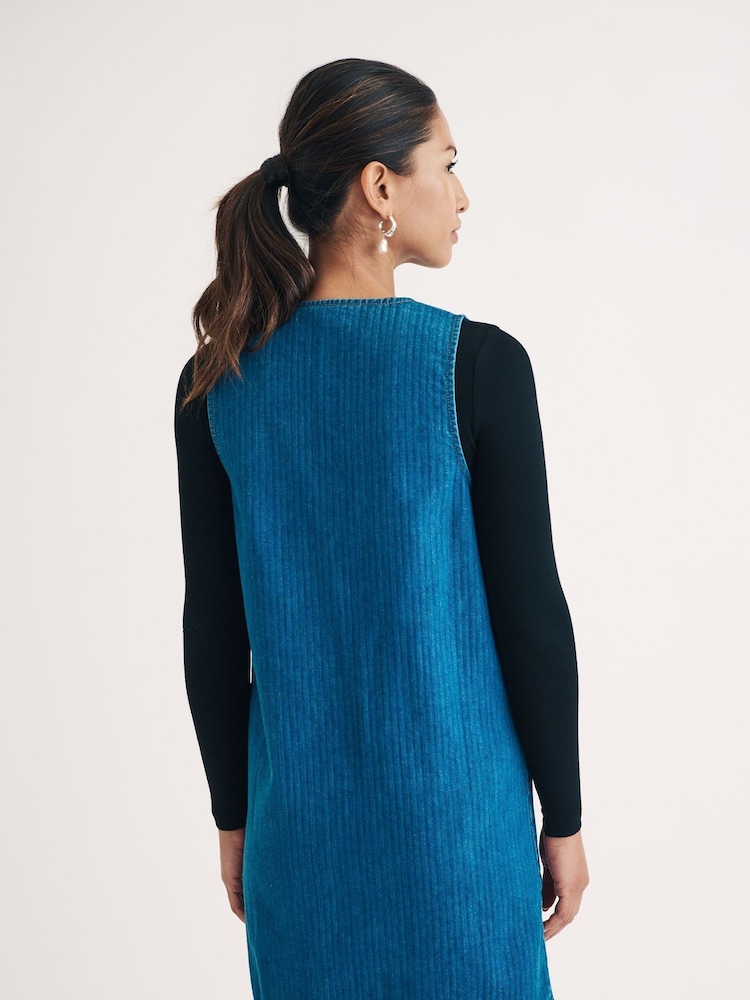 Nobodys Child Blue Dreseden Plain 100% Cotton Denim Pinnie Dress - Image 3 of 5