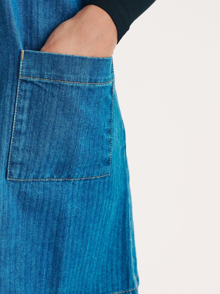 Nobodys Child Blue Dreseden Plain 100% Cotton Denim Pinnie Dress - Image 4 of 5