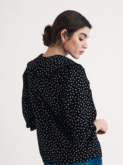 Nobodys Child Black Emmie 100% Organic Cotton Black Blouse - Image 3 of 5