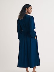Nobodys Child Blue Long Sleeve Denim Starlight Plain 100% Organic Cotton Midi Dress - Image 2 of 5