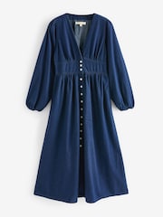 Nobodys Child Blue Long Sleeve Denim Starlight Plain 100% Organic Cotton Midi Dress - Image 5 of 5
