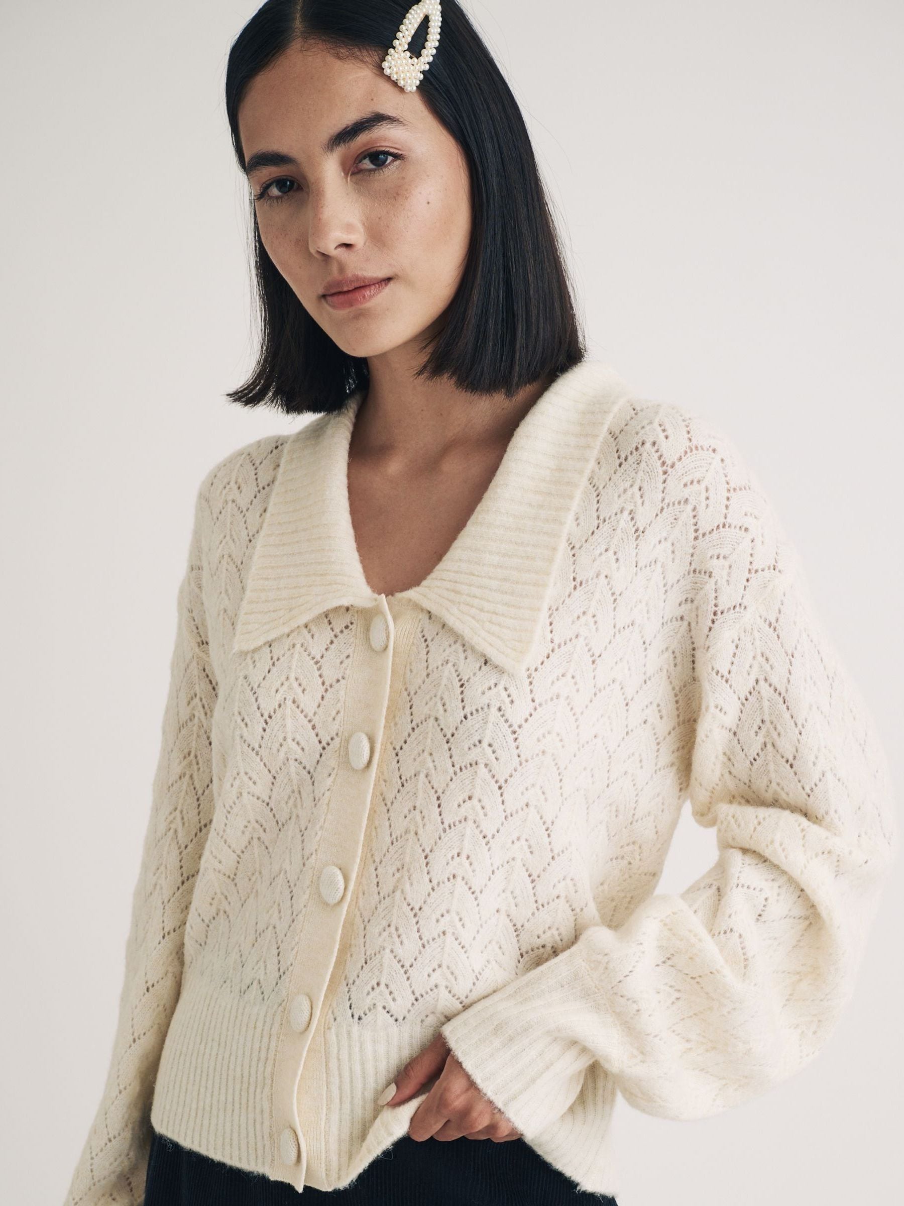 Buy Nobodys Child Cream Collar And Pointelle Cardigan from Next USA