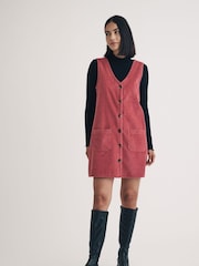 Nobodys Child Pink Claudette Pinny Cord Mini Dress - Image 1 of 5