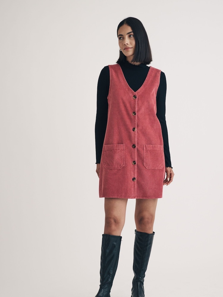 Nobodys Child Pink Claudette Pinny Cord Mini Dress - Image 1 of 5