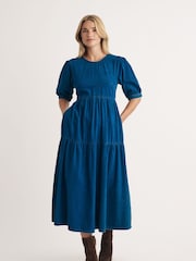 Nobodys Child Blue Denim Rochelle Plain 100% Cotton Midi Dress - Image 1 of 5