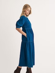 Nobodys Child Blue Denim Rochelle Plain 100% Cotton Midi Dress - Image 3 of 5