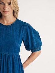 Nobodys Child Blue Denim Rochelle Plain 100% Cotton Midi Dress - Image 4 of 5
