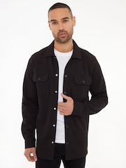 Threadbare Black Twill Button Up 100% Cotton Shacket - Image 1 of 4