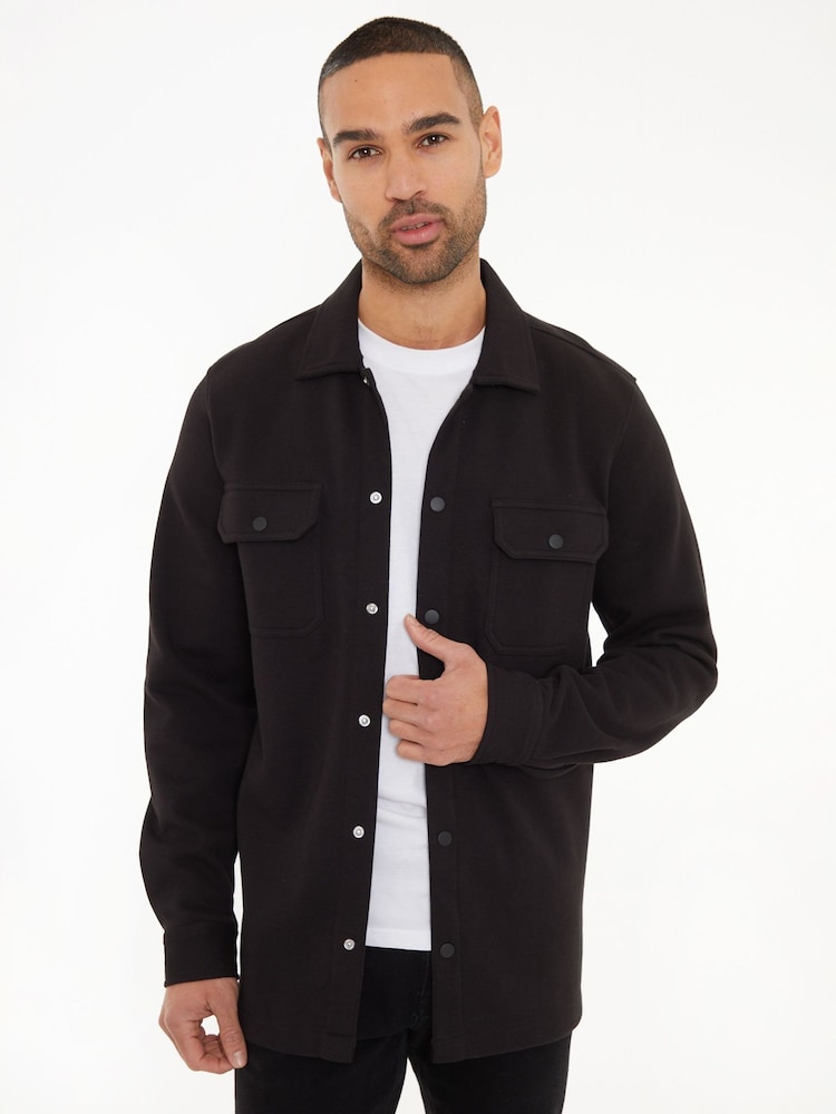 Threadbare Black Twill Button Up 100% Cotton Shacket - Image 1 of 4