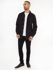 Threadbare Black Twill Button Up 100% Cotton Shacket - Image 3 of 4