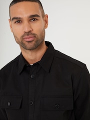 Threadbare Black Twill Button Up 100% Cotton Shacket - Image 4 of 4