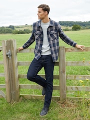 Threadbare Blue Chrome Brushed Check Shacket - Image 3 of 4