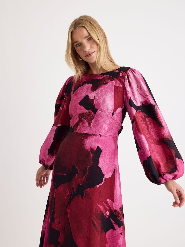 Nobodys Child Pink Nobodys Child Zora Pink Floral Printed Midi Dress - Image 7 of 7 Nobodys Child Pink Nobodys Child Zora Pink Floral Printed Midi Dress - Image 7 of 7