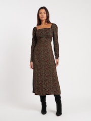 Nobodys Child Brown Abby Celine Cherry Midi Dress - Image 1 of 5