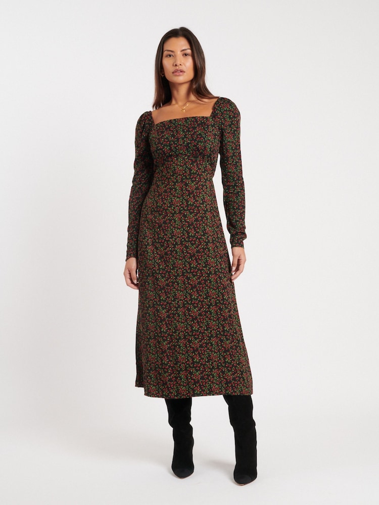 Nobodys Child Brown Abby Celine Cherry Midi Dress - Image 1 of 5
