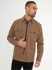 Threadbare Brown Twill Button Up 100% Cotton Shacket - Image 1 of 4