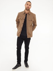Threadbare Brown Twill Button Up 100% Cotton Shacket - Image 3 of 4