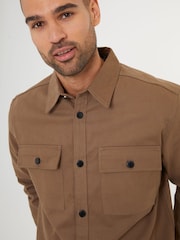 Threadbare Brown Twill Button Up 100% Cotton Shacket - Image 4 of 4