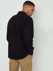Threadbare Black Popper Closure Long Sleeve 100% Cotton Shirt - Image 2 of 4
