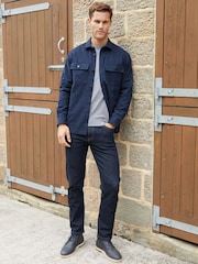 Threadbare Blue Twill Button Up 100% Cotton Shacket - Image 1 of 4
