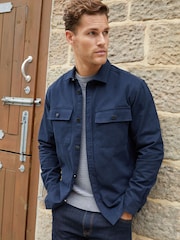 Threadbare Blue Twill Button Up 100% Cotton Shacket - Image 3 of 4