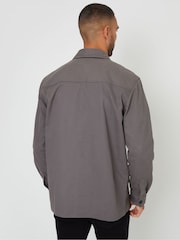 Threadbare Grey Twill Button Up 100% Cotton Shacket - Image 2 of 5