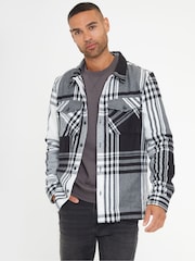 Threadbare Black Brushed Check Shacket - Image 1 of 4