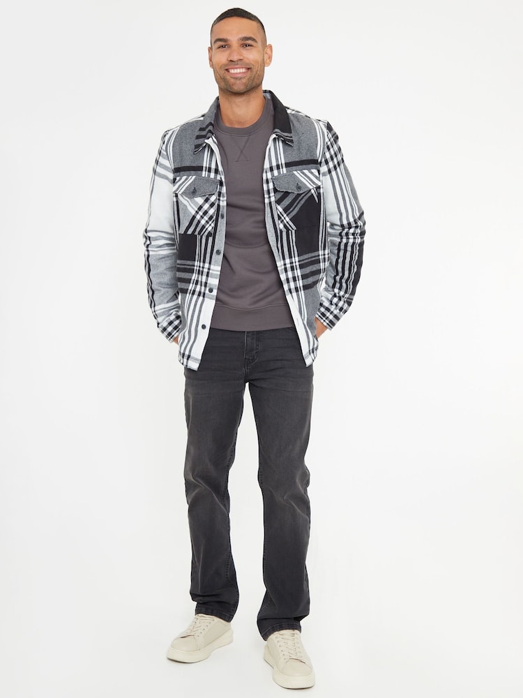 Threadbare Black Brushed Check Shacket - Image 2 of 4